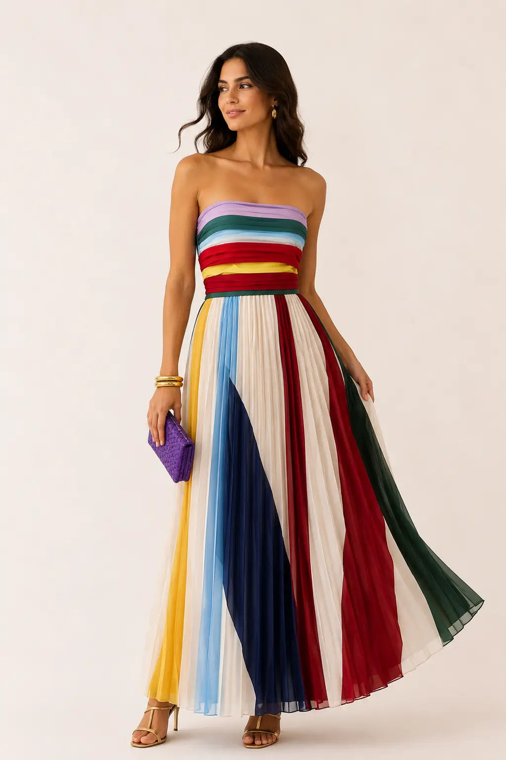 Vestido Aurelia™ – Elegancia Plisada con Escote Palabra de Honor