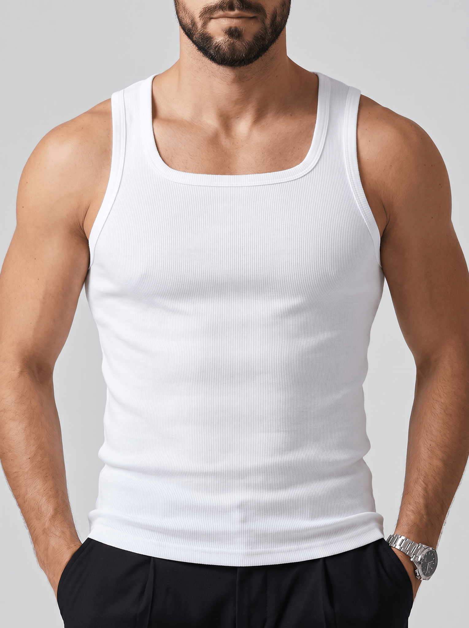 Camiseta Kael™ – Canalé Estructurado con Cuello Cuadrado