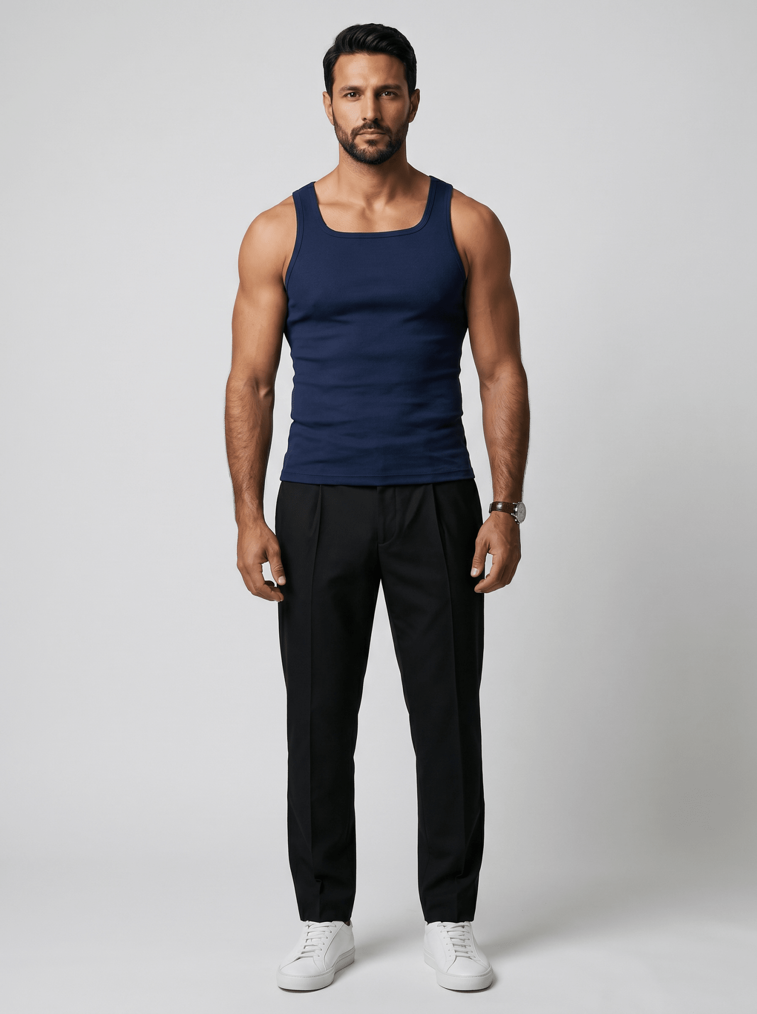 Camiseta Kael™ – Canalé Estructurado con Cuello Cuadrado