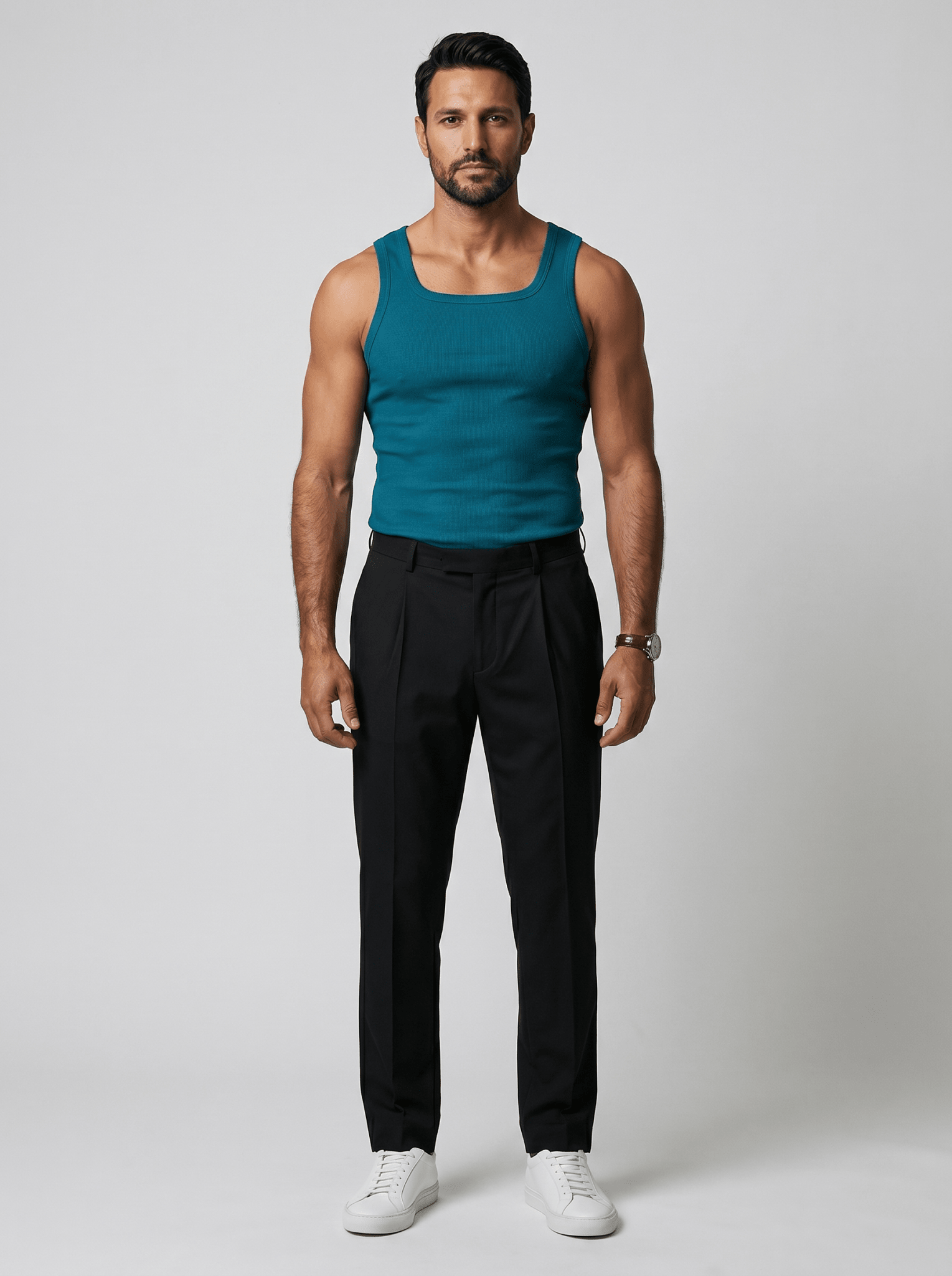 Camiseta Kael™ – Canalé Estructurado con Cuello Cuadrado