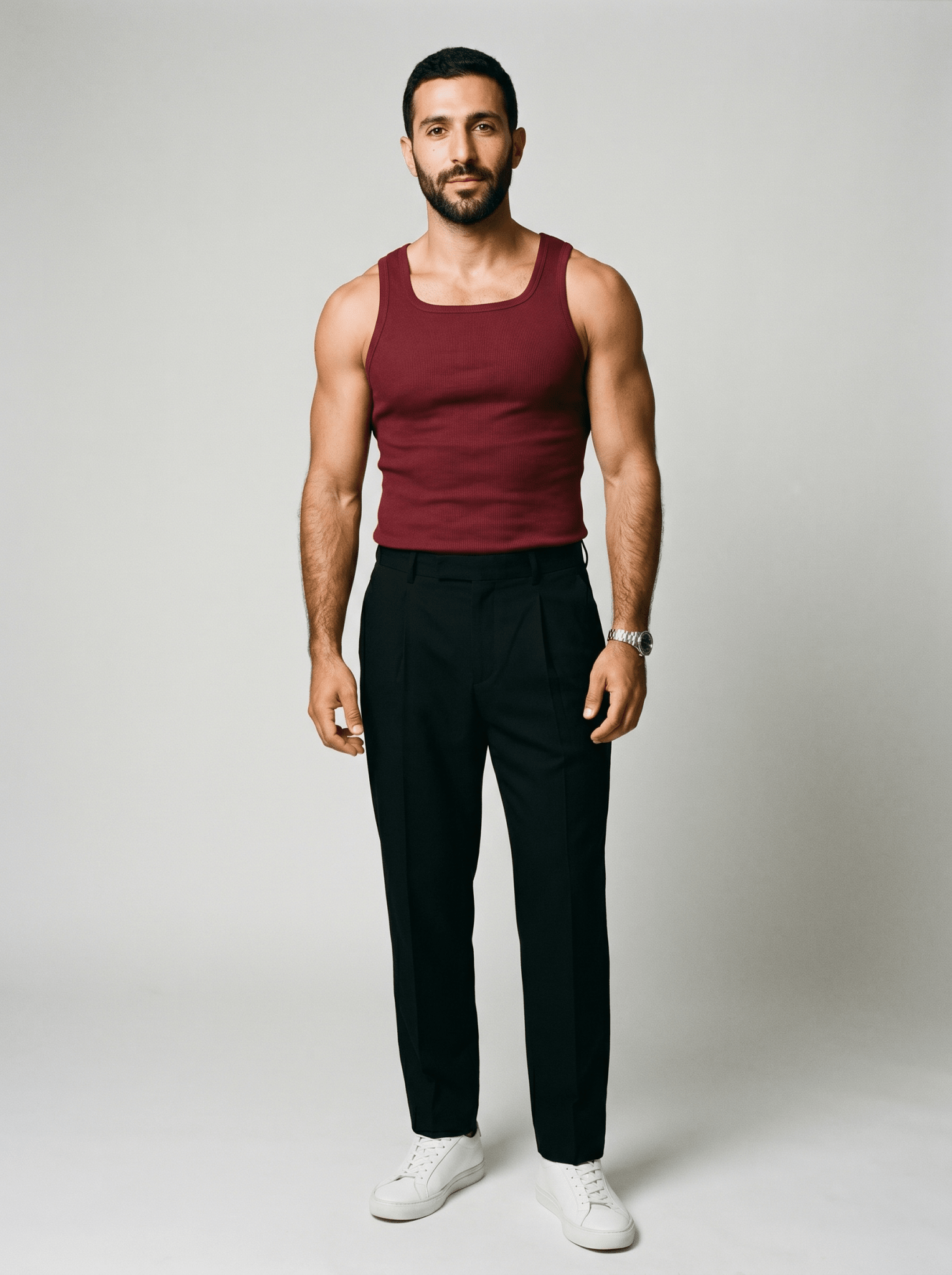 Camiseta Kael™ – Canalé Estructurado con Cuello Cuadrado