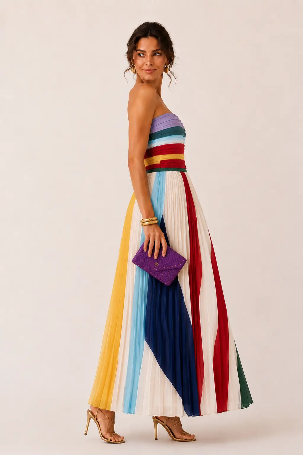 Vestido Aurelia™ – Elegancia Plisada con Escote Palabra de Honor