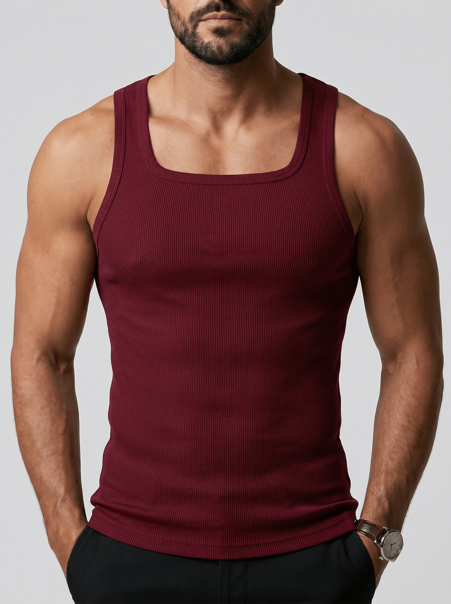 Camiseta Kael™ – Canalé Estructurado con Cuello Cuadrado