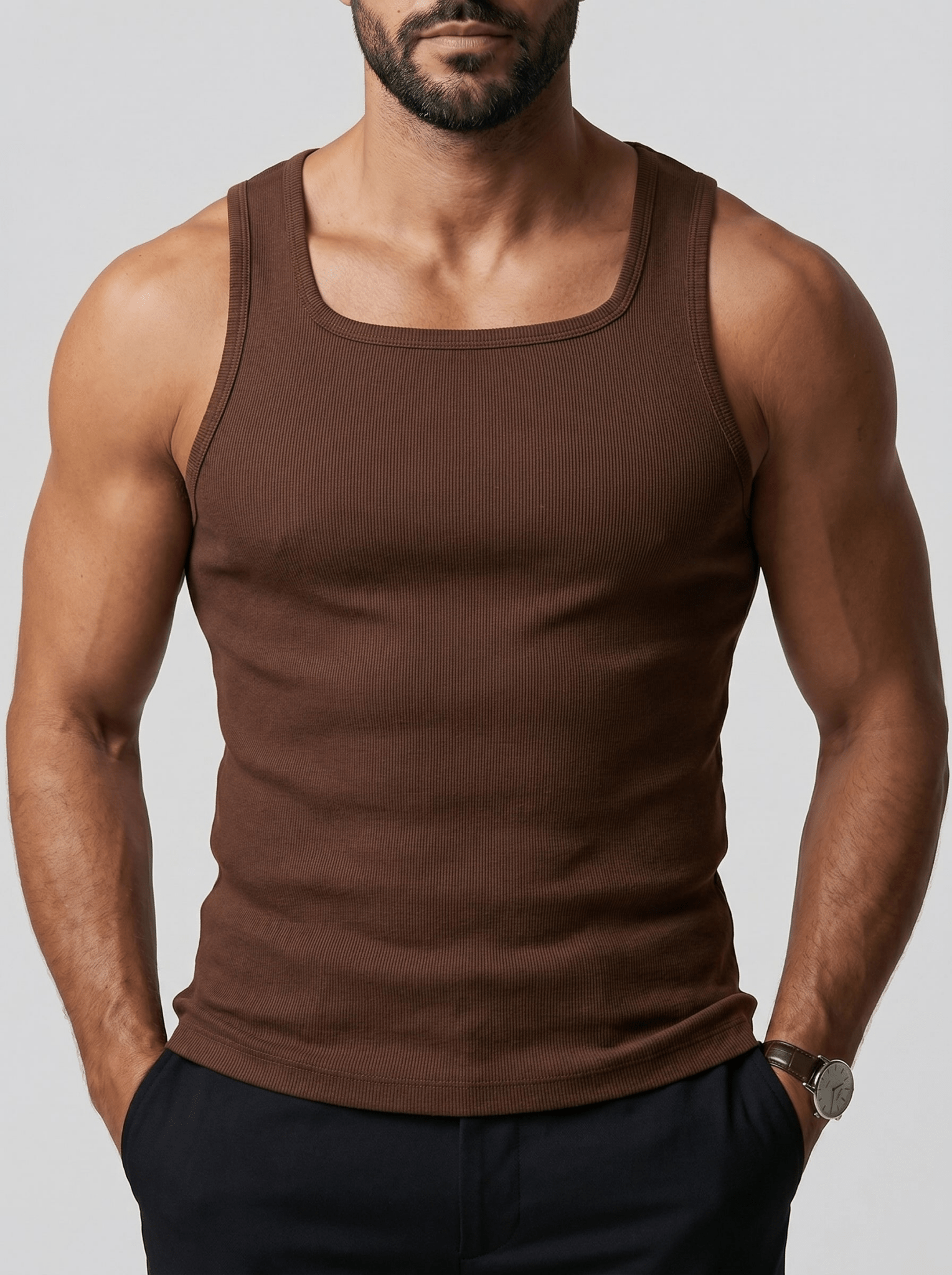 Camiseta Kael™ – Canalé Estructurado con Cuello Cuadrado