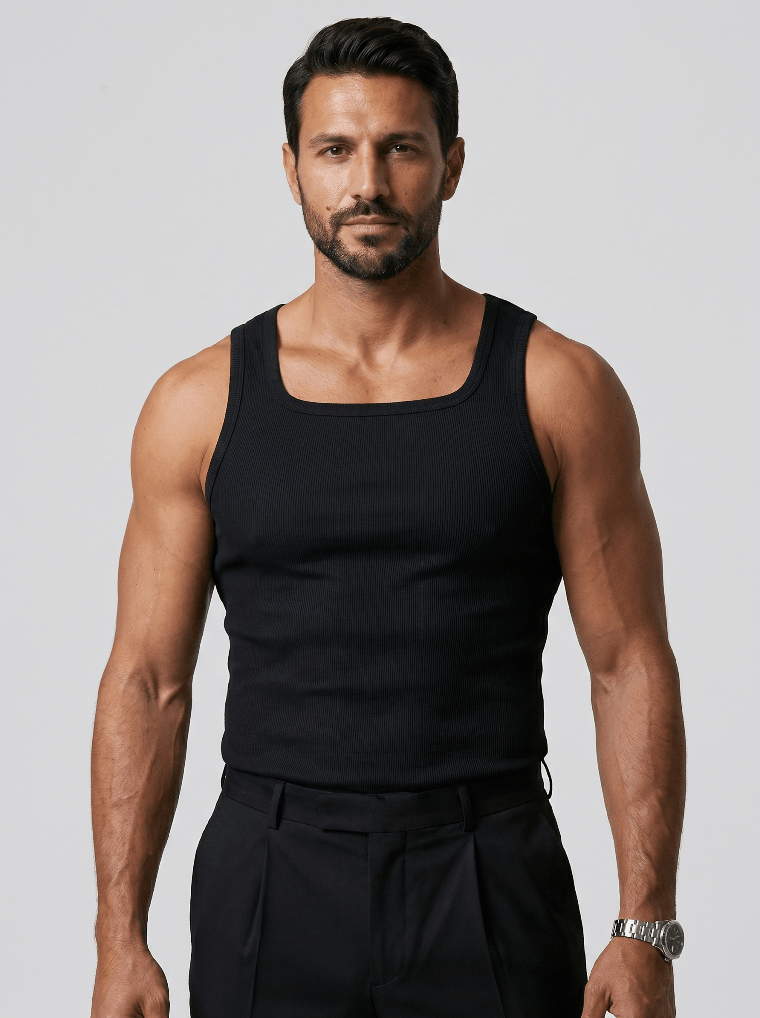 Camiseta Kael™ – Canalé Estructurado con Cuello Cuadrado