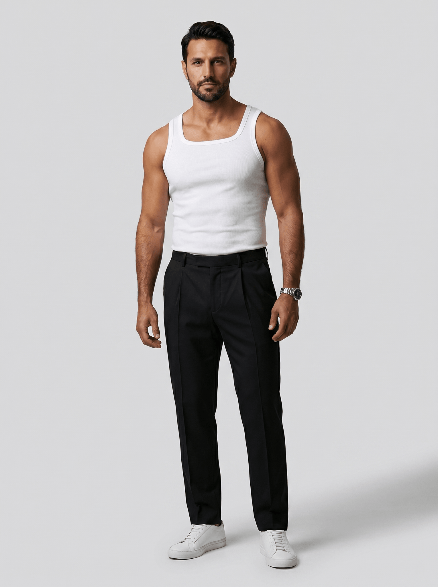 Camiseta Kael™ – Canalé Estructurado con Cuello Cuadrado