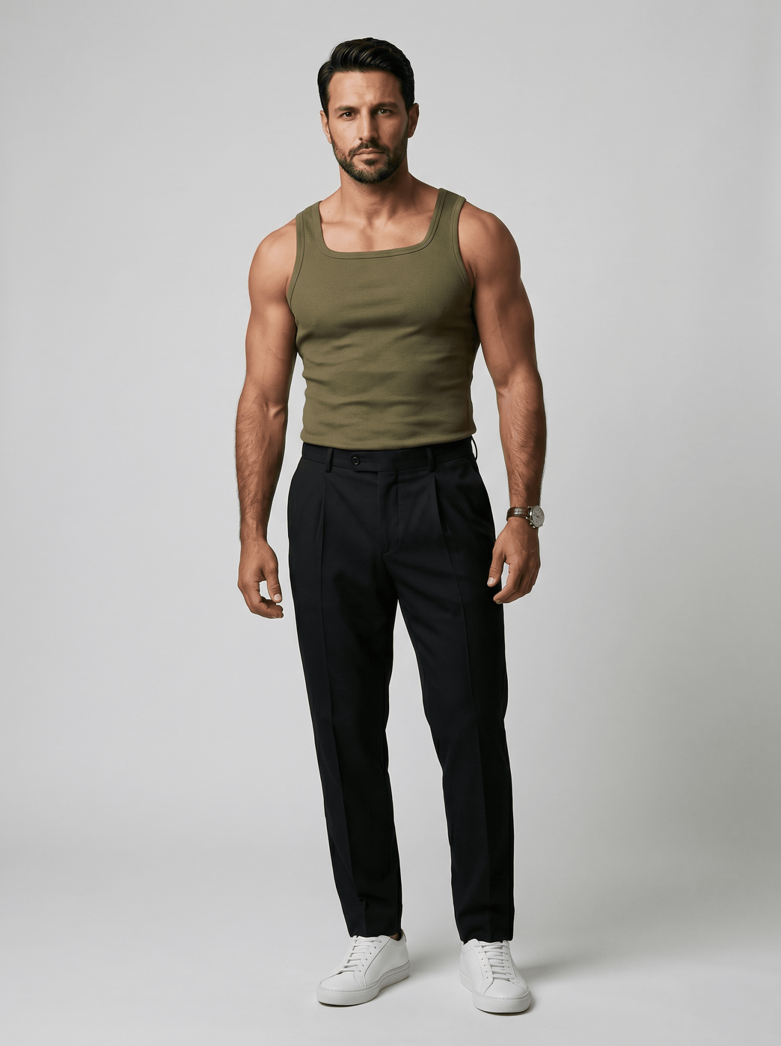 Camiseta Kael™ – Canalé Estructurado con Cuello Cuadrado