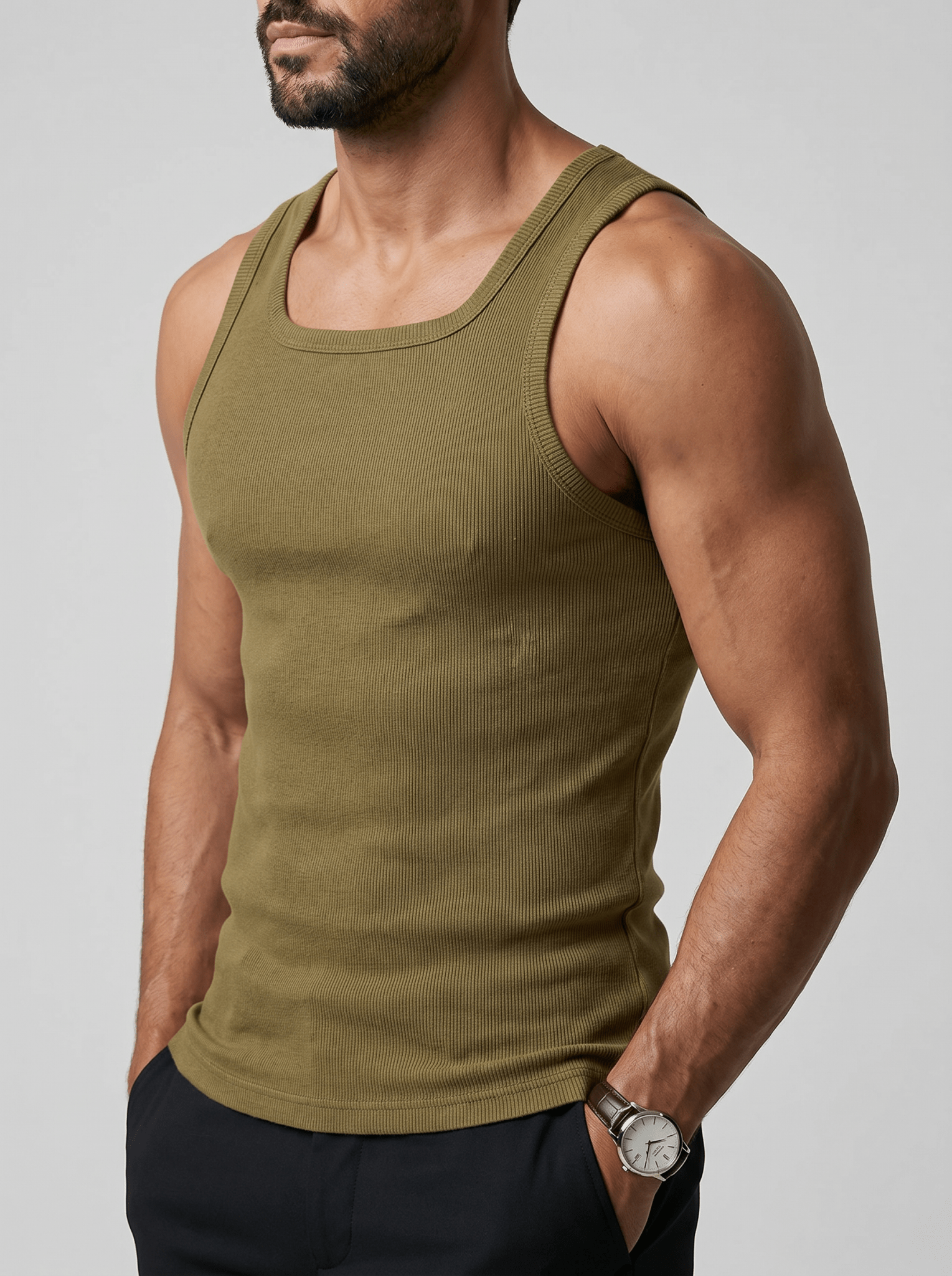 Camiseta Kael™ – Canalé Estructurado con Cuello Cuadrado