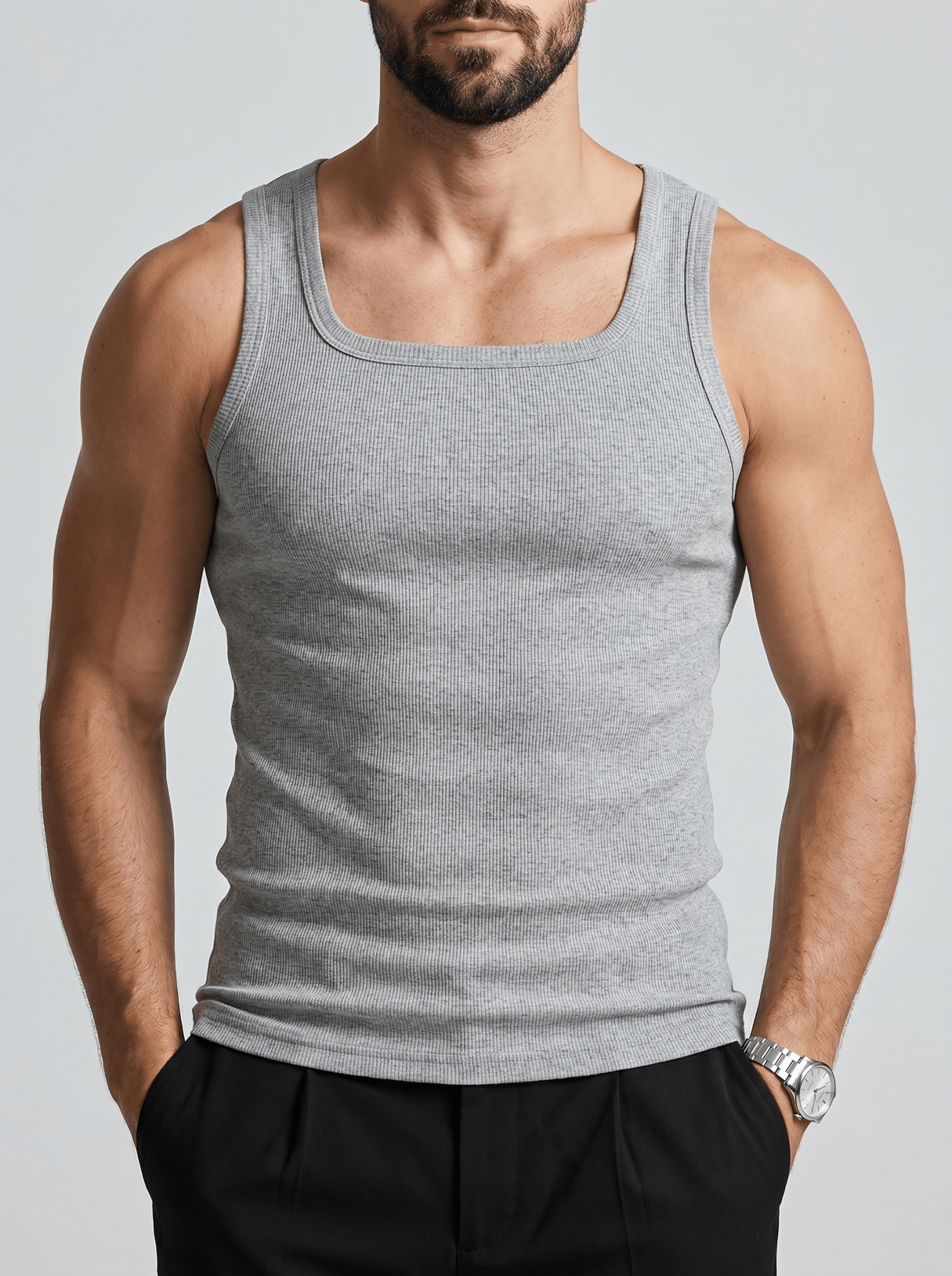 Camiseta Kael™ – Canalé Estructurado con Cuello Cuadrado
