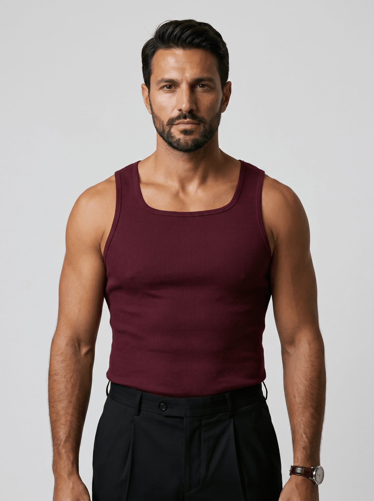 Camiseta Kael™ – Canalé Estructurado con Cuello Cuadrado