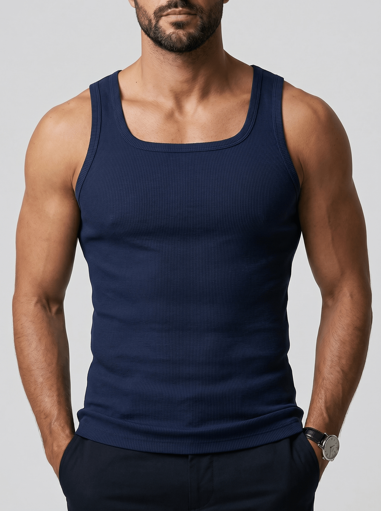 Camiseta Kael™ – Canalé Estructurado con Cuello Cuadrado